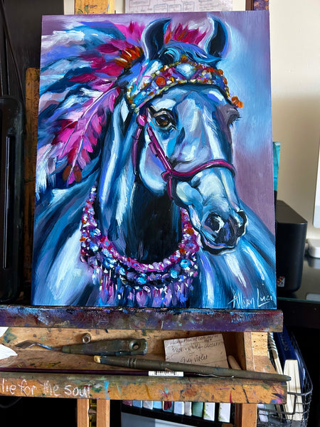 Poetry in Motion Majestic Horse Art Original Oil Painting 11” x 14”