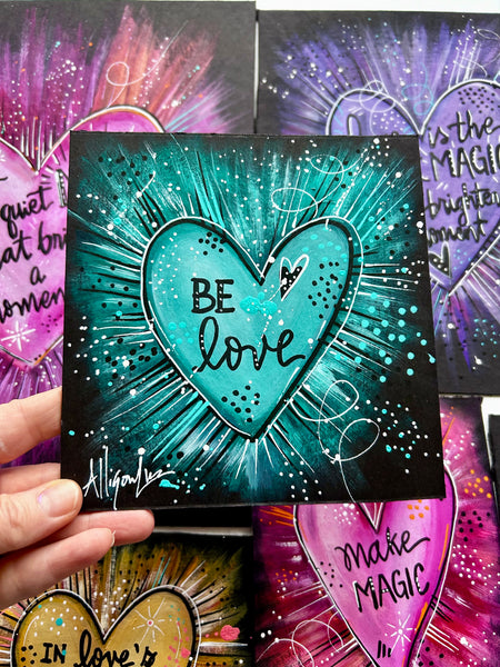 Be Love Turquoise Heart 6x6 Original Art