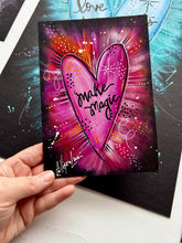 Load image into Gallery viewer, Make Magic Magenta Heart 5x 7 Original Art
