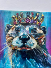 Load image into Gallery viewer, Happy Squeaks Otter Art Original Oil Painting 5” x 5”
