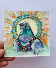 Load image into Gallery viewer, Easy Breezy Bird Original Watercolor Painting 5”x 5” FRamed
