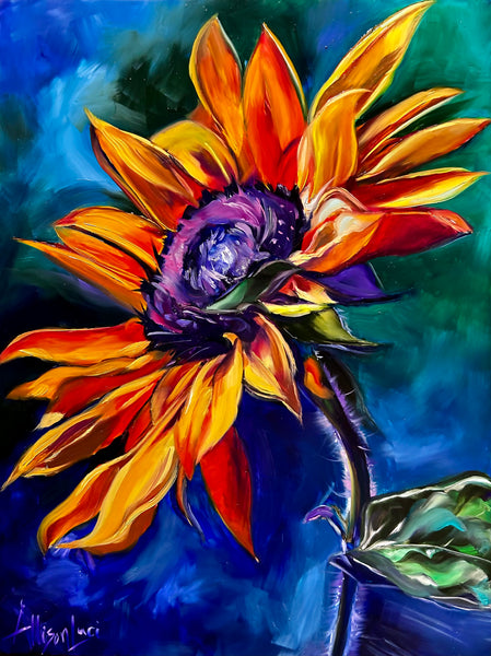 Today I Choose Joy  Sunflower Large Original Oil Painting 12” x 16”