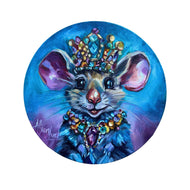 Gemma, Strength in Every Sparkle Mouse Original Oil Painting 8” round