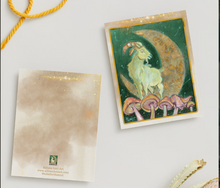 Load image into Gallery viewer, NOTE CARDS Set of 10 FREE SHIPPING Goat with Golden Moon - Blank Inside
