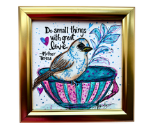 Load image into Gallery viewer, Great Love, Small Wings Original Watercolor Painting 5”x 5” Framed
