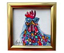 Load image into Gallery viewer, Hippie Chick Original Watercolor Painting 5”x 5” Framed
