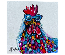 Load image into Gallery viewer, Hippie Chick Original Watercolor Painting 5”x 5” Framed
