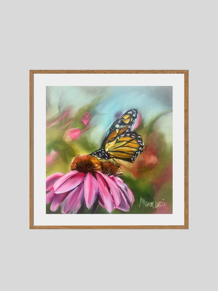 Hope's Landing Monarch Butterfly with Flower Giclee Paper Print - Allison Luci Art