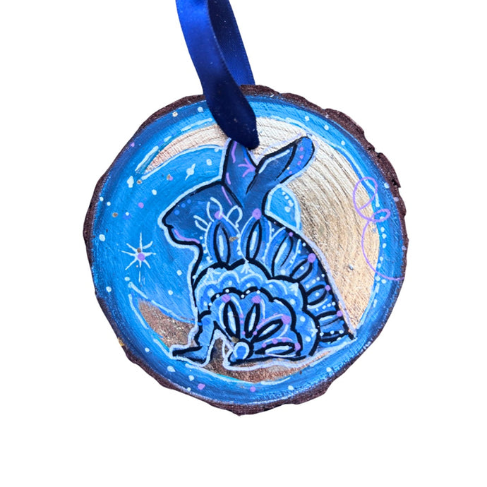 Bunny Wish Upon a Moon Tree Slice Ornament