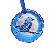 Load image into Gallery viewer, Bird Wish Upon a Moon Tree Slice Ornament
