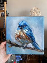 Load image into Gallery viewer, Bluebird Original Oil Painting “Keep a Song in Your Heart” 8”x8” FREE shipping
