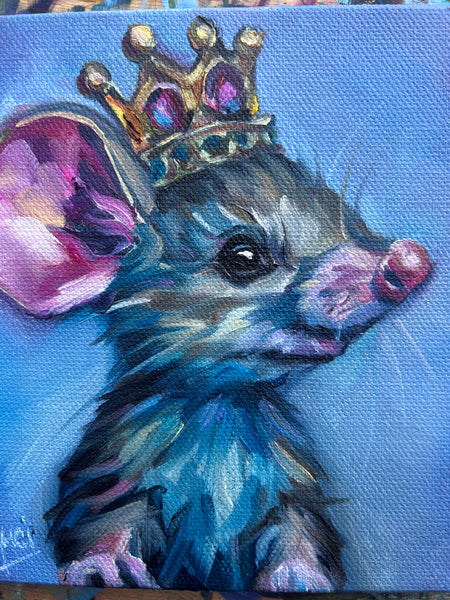 Believing Big Mouse Art Original Oil Painting 6” x 6”