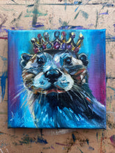 Load image into Gallery viewer, Happy Squeaks Otter Art Original Oil Painting 5” x 5”
