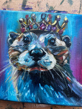 Load image into Gallery viewer, Happy Squeaks Otter Art Original Oil Painting 5” x 5”
