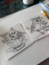 Load image into Gallery viewer, Just Wingin’ it Darling Original Watercolor Painting 5”x 5” Framed
