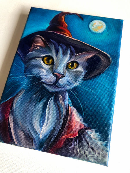 Witchy Kitties Collection - 5" x 7" Original Oil "The World is it's Own Magic"