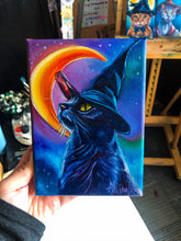 Load image into Gallery viewer, Witchy Kitties Collection - 5&quot; x 7&quot; Original Oil &quot;Magic and Light&quot;
