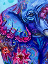 Load image into Gallery viewer, Just My Cup of Tea Elephant Art Original Oil Painting 8" x 8"
