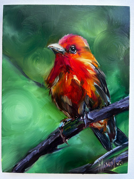 Keep Your Flame Bird Art Original Oil Painting 6