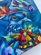 Load image into Gallery viewer, Just Clownin' Around Pigeon Art Original Oil Painting 6” x 6” Ships Free
