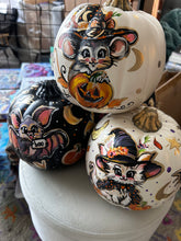 Load image into Gallery viewer, Hand Painted Pumpkins - 3 designs to choose from - Bat, Mouse, Kitty
