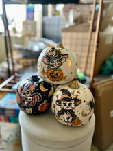 Load image into Gallery viewer, Hand Painted Pumpkins - 3 designs to choose from - Bat, Mouse, Kitty
