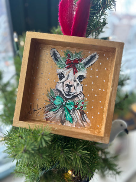 Christmas LLAMA Fa La La Llama Ornament / Holiday Decor Hand Painted - free shipping