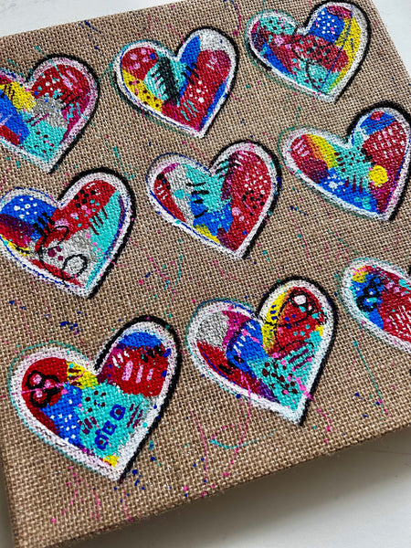 KEY TO MY HEART PIG COLORFUL Hearts 12" x 12" FREE SHIPPING