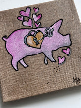 Load image into Gallery viewer, KEY TO MY HEART PIG Lock and Key 12&quot; x 12&quot; FREE SHIPPING
