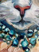 Load image into Gallery viewer, Luck be a Lady Whiskertons Royal Cat Original Oil Painting - Jewel Collection - 12 x 12
