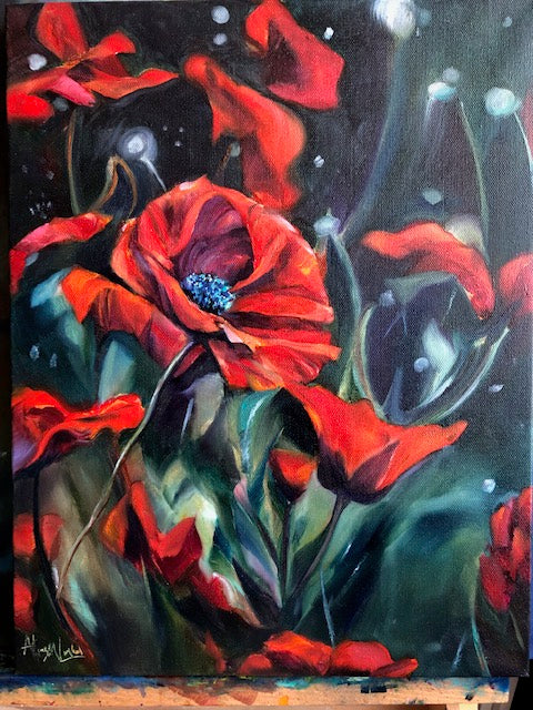 Hope Whispers Poppy Flower Oil Painting Giclee Print on Paper - multiple sizes