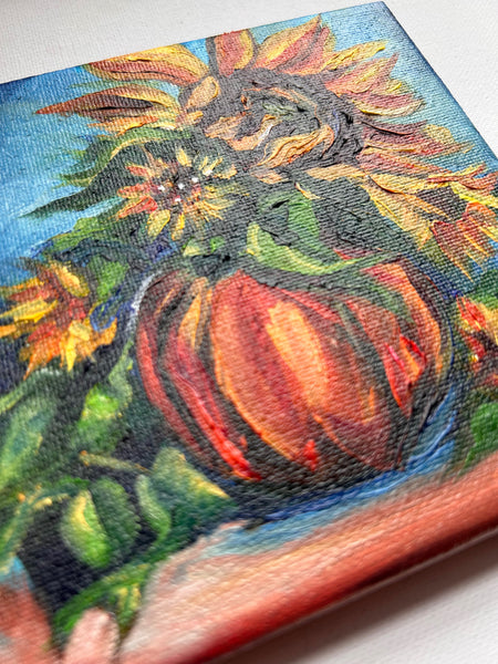 Sunflower Spice 5" x 5" Small Oil Painting Study