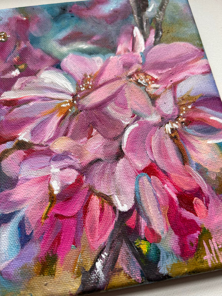 Capturing the Moment 6" x 8" Cherry Blossom Original Painting - SPRING BLOOM COLLECTION
