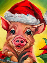 Load image into Gallery viewer, Santa Pig Original Oil Painting 12x12
