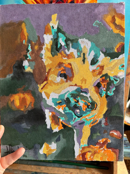 Mikey from Arthurs Acres Animal Sanctuary Paint-by-Numbers Workshop Study - Acrylic Paint 8" x 10"