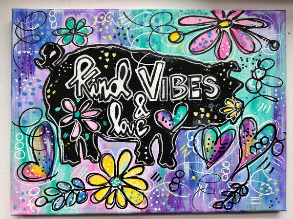 Kind Vibes Flower Power Piggie Workshop Study - Acrylic Paint 9