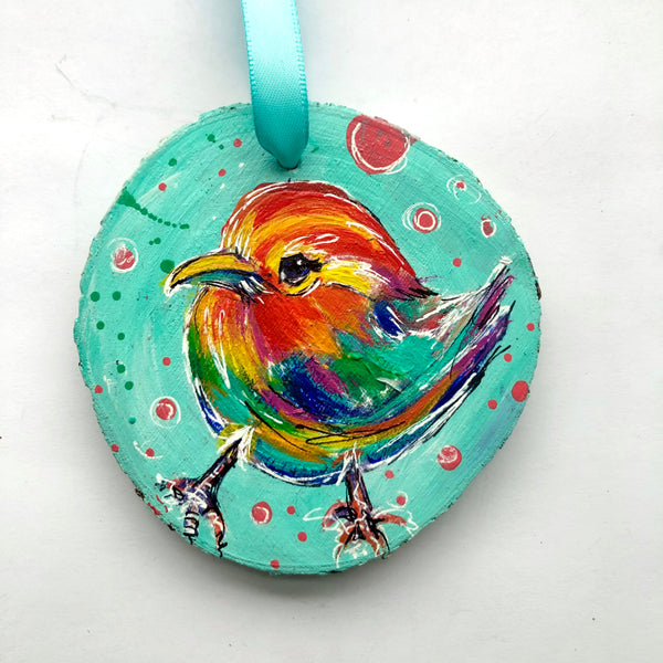 Rainbow Birdie Ornament -  Rainbow Collection