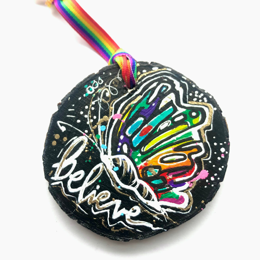 Believe Butterfly Ornament -  Rainbow Collection