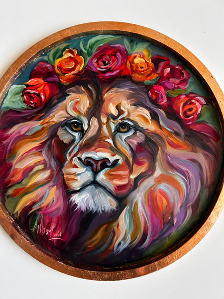 LION Strength That Blooms Art Original Oil Painting 15