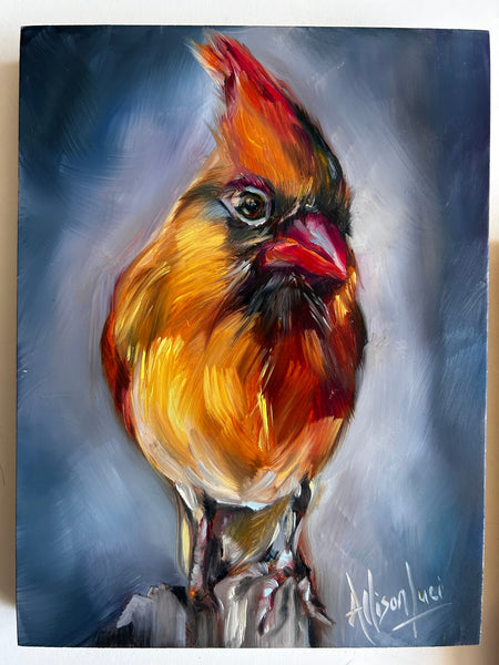 Fiamma bird  Art Original Oil Painting 6