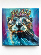 Load image into Gallery viewer, Happy Squeaks Otter Art Original Oil Painting 5” x 5”
