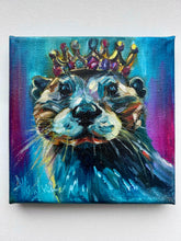 Load image into Gallery viewer, Happy Squeaks Otter Art Original Oil Painting 5” x 5”

