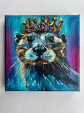 Load image into Gallery viewer, Happy Squeaks Otter Art Original Oil Painting 5” x 5”
