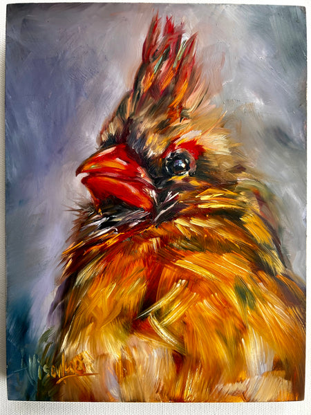 Cleo bird  Art Original Oil Painting 6" x 8"