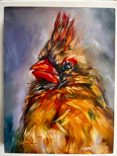 Cleo bird  Art Original Oil Painting 6