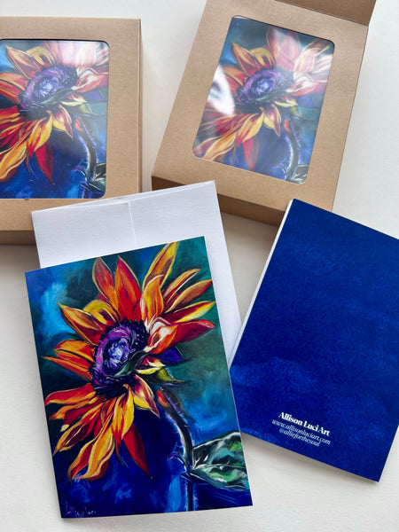 Sunflower Art Notecards Set of 6 or 12 - Today I Choose Joy - Blank Inside