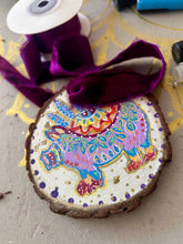 Load image into Gallery viewer, Goddess Within - Whimsical Pig Art Wood Ornament with Velvet Ribbon
