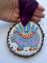 Load image into Gallery viewer, Goddess Within - Whimsical Pig Art Wood Ornament with Velvet Ribbon
