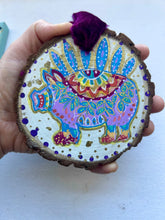 Load image into Gallery viewer, Goddess Within - Whimsical Pig Art Wood Ornament with Velvet Ribbon
