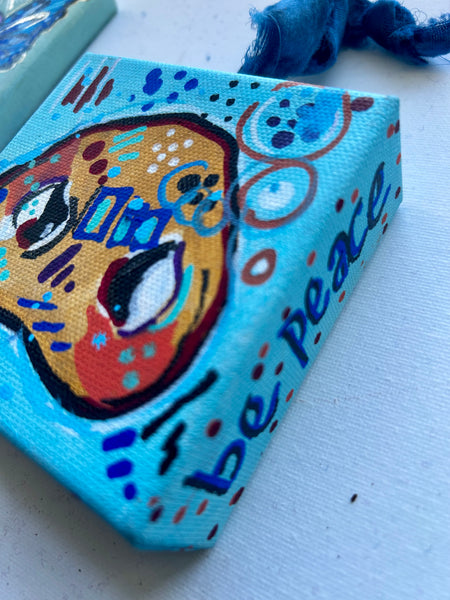True Blue Snout - Whimsical Pig Snout Art 4" x 4"